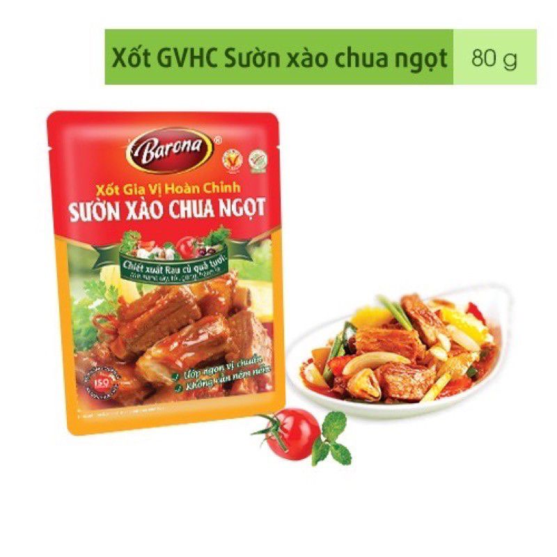 Gói ướp sốt sườn xào chua ngọt Barona gói 80g