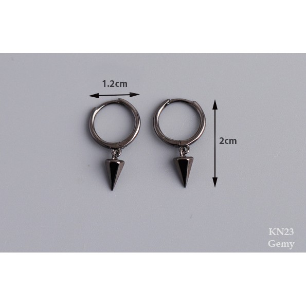 Bông tai, Khuyên tai nam nữ bạc cao cấp hình mũi đinh nhỏ thiết kế đơn giản, cá tính, unisex KN23 (1 chiếc)| GEMY SILVER