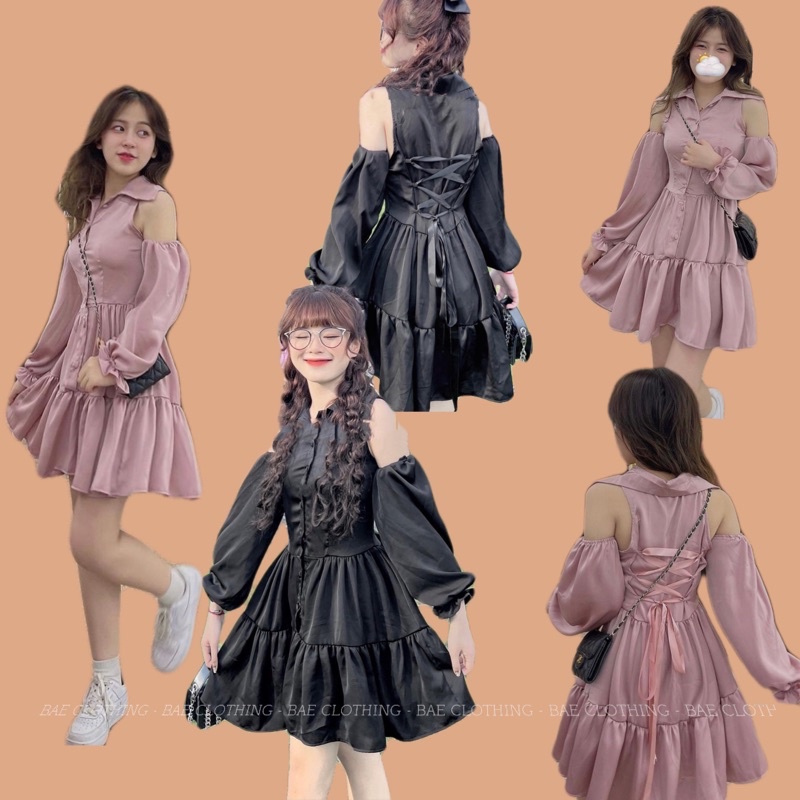 ĐẦM HỞ VAI CARISA DRESS thiết kế cổ sơmi cut out vai độc lạ với phần thân sau thắ dây có thể điều chỉnh làm vòng eo