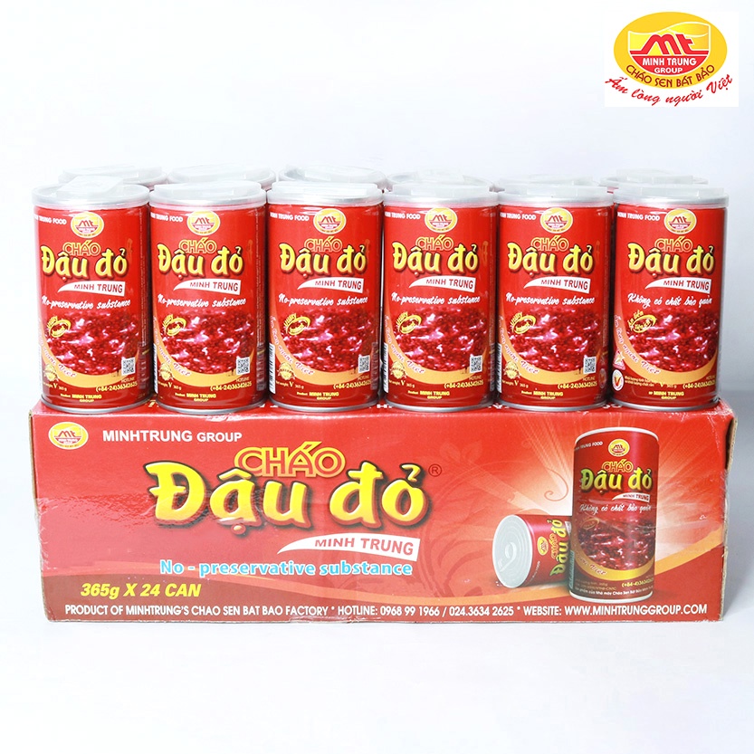 Cháo ăn liền đậu đỏ Minh Trung 1 thùng 24 lon - CHAODAUDO 24