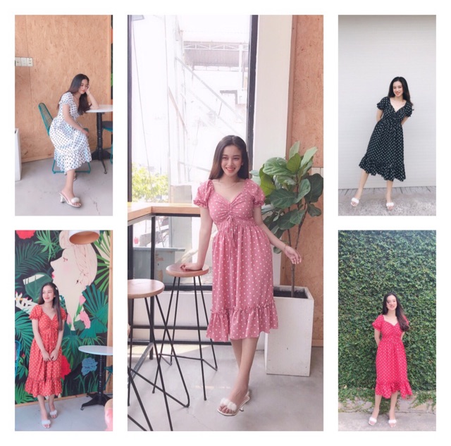 Đầm tay phồng dây rút (hình thật+video) | BigBuy360 - bigbuy360.vn