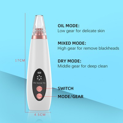Máy Hút Mụn Mini Cầm Tay Rung Siêu Âm, Chăm Sóc Da Mặt Cao Cấp Với Ba Đầu Hút Mụn, Làm Sạch Sâu Làn Da Nhanh Chóng