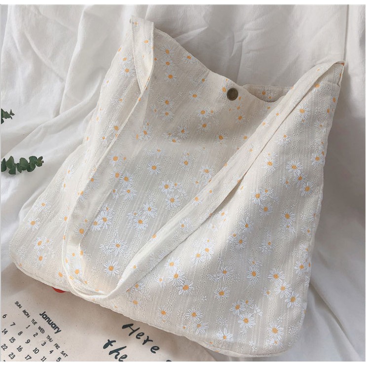 Túi Tote vải hoa cúc