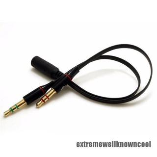Ecvn 3.5mm female to 2 male y splitter aux audio cable pc headphone earphone mic jack
