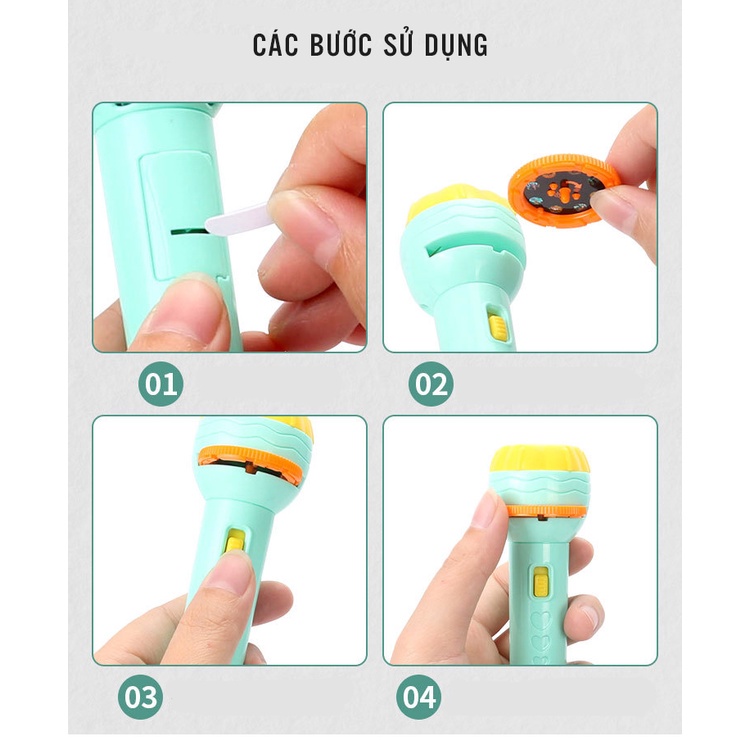 Đèn pin chiếu hình cho bé 80 hình động vật ngộ nghĩnh