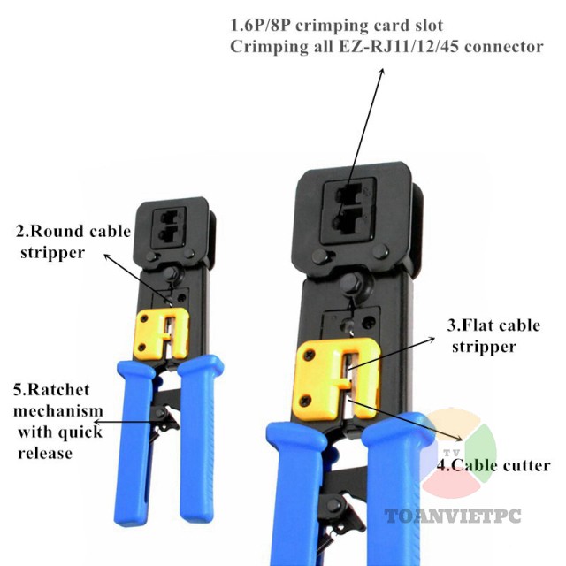 Kìm Bấm Hạt Mạng Xuyên Thấu TOOLS Tặng kèm 10 đầu bấm