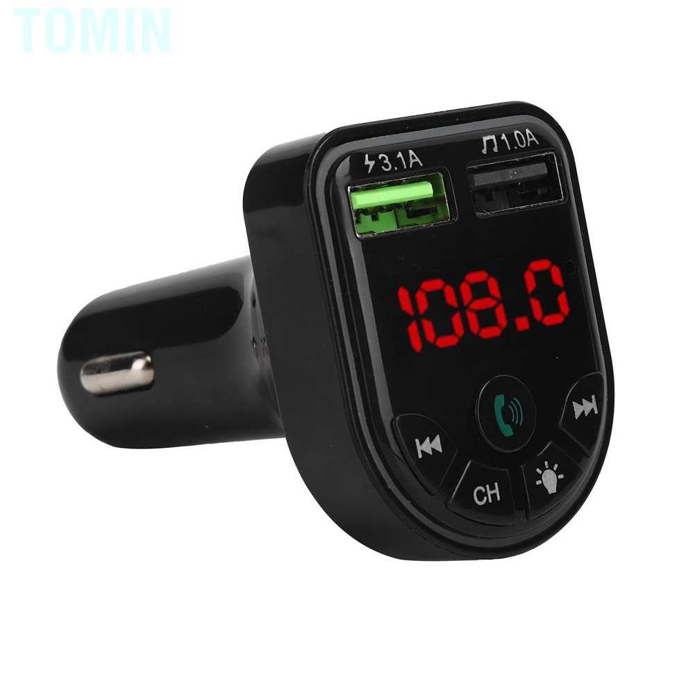 Tomin F5 Car FM Transmitter Bluetooth 5.0 MP3 Player USB2.0 Phone Charging with Colorful Ambient Light