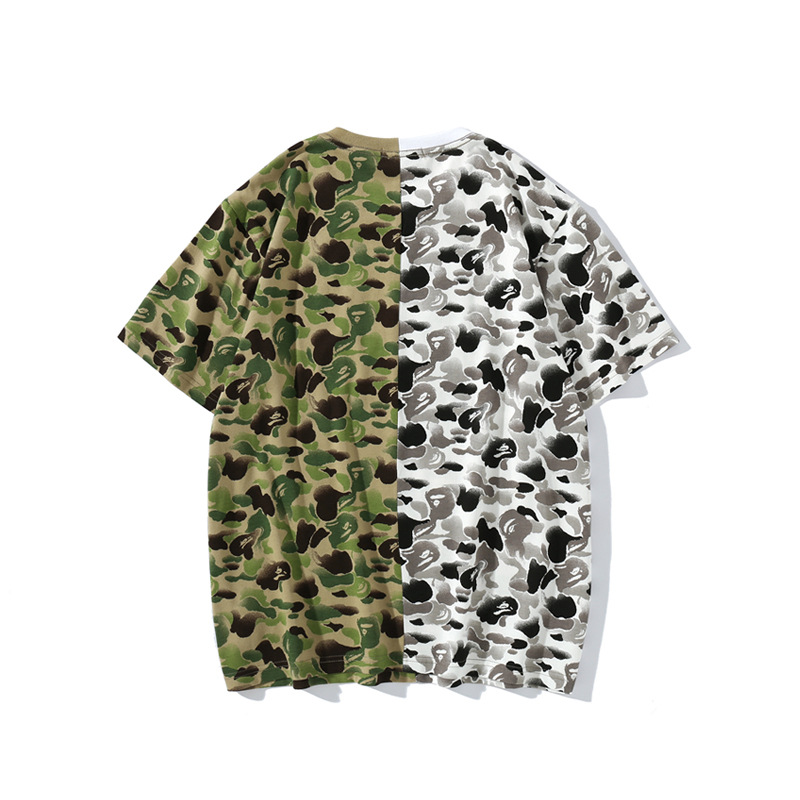 BAPE Áo Thun Cotton Tay Ngắn Họa Tiết Rằn Ri Thời Trang Mùa Hè Dành Cho Nam Và Nữ 2021