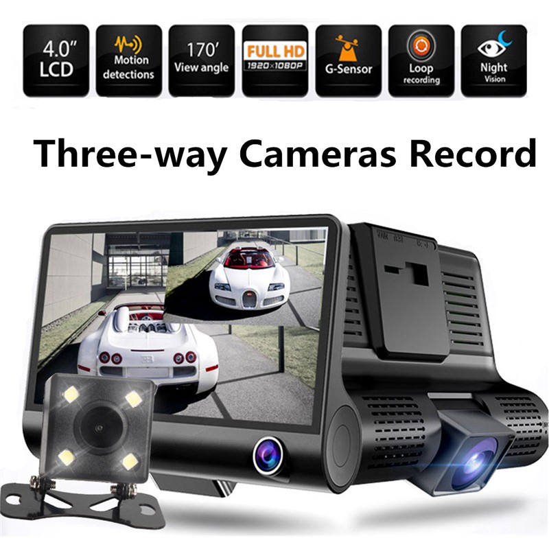 4 '' 3 Camera HD Lens G-sensor HD 1080P Xe DVR Dash Cam Máy quay video Camera chiếu hậu | BigBuy360 - bigbuy360.vn