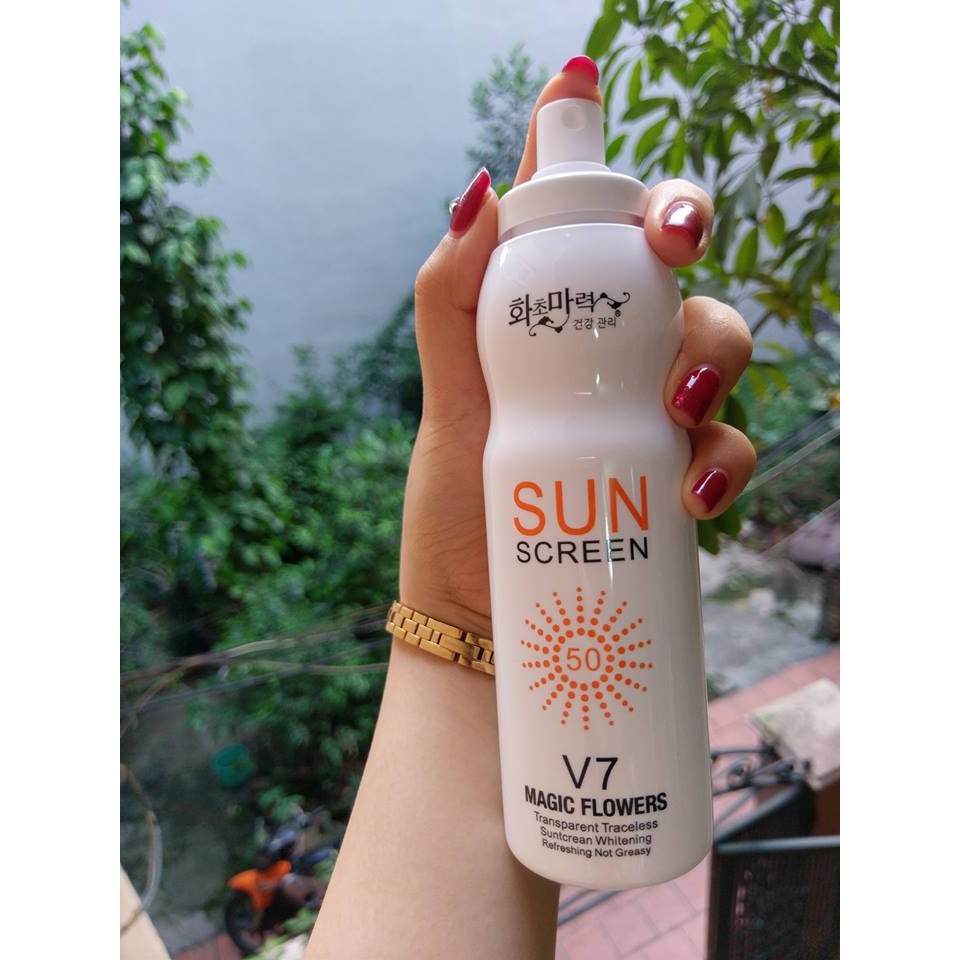 Xịt chống nắng Sun Screen V7 Magic Flowers