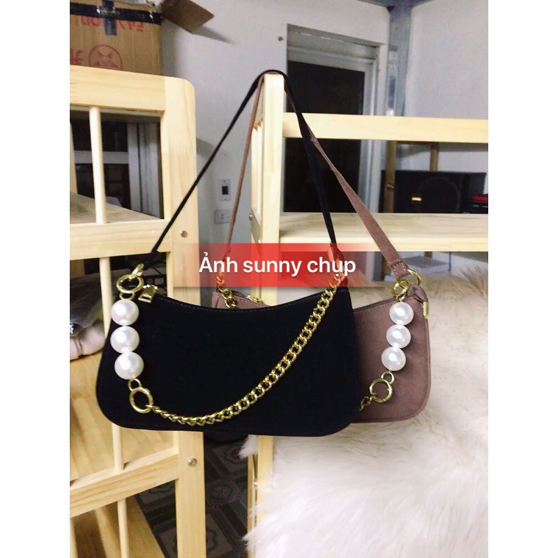 Túi kẹp nách da lộn phối dây xích cực sang S042 | BigBuy360 - bigbuy360.vn