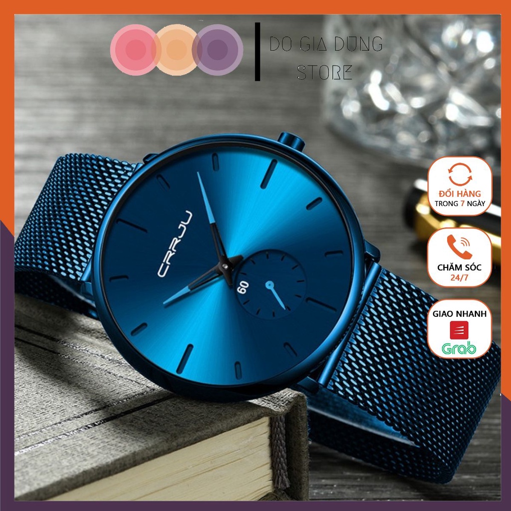 Đồng hồ nam CRRJU 2150 dây bằng thép không gỉ sang trọng cho nam