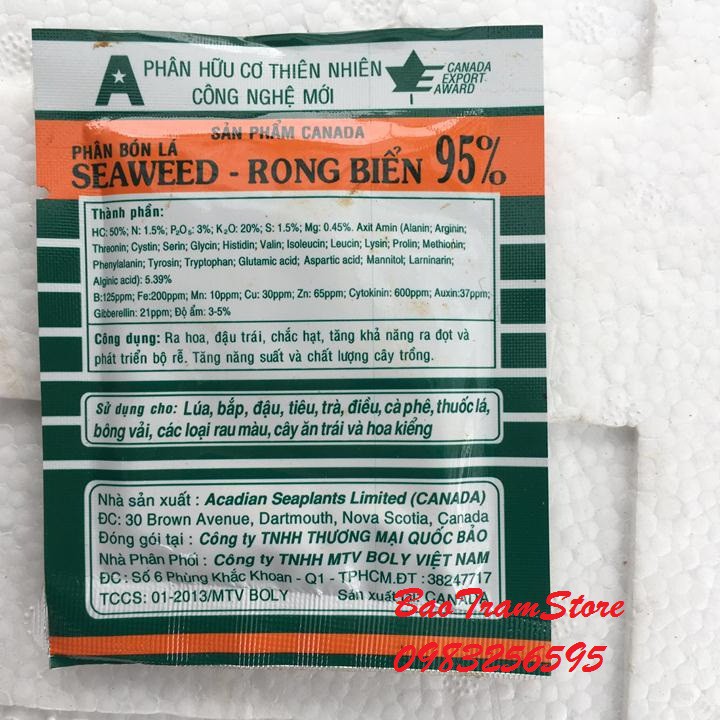 Phân bón lá cao cấp chiết xuất từ rong biển SEAWEED gói 10gr nhập khẩu từ CANADA