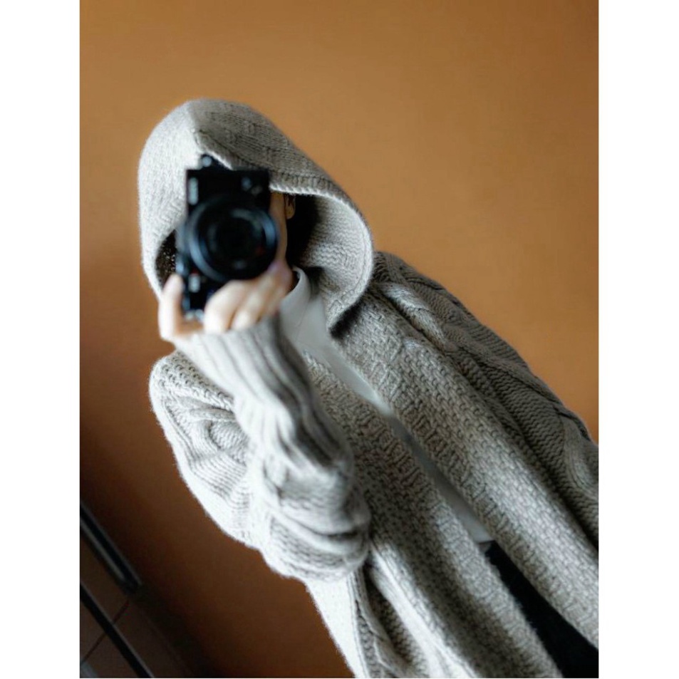 Áo Khoác Len Dáng Dài Có Mũ Mẫu Mới 2023