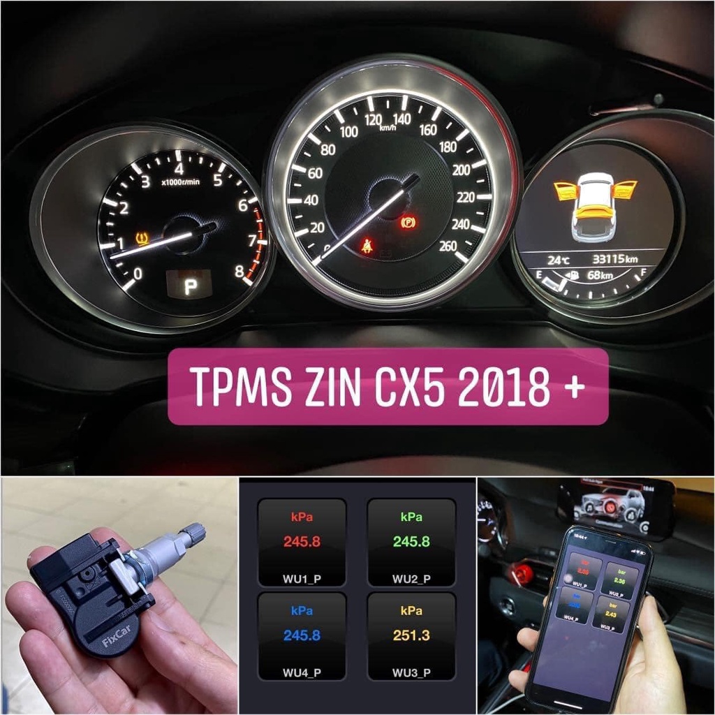 Cảm biến áp suất lốp tích hợp màn hình taplo zin Mazda Cx5 2018 - 2021