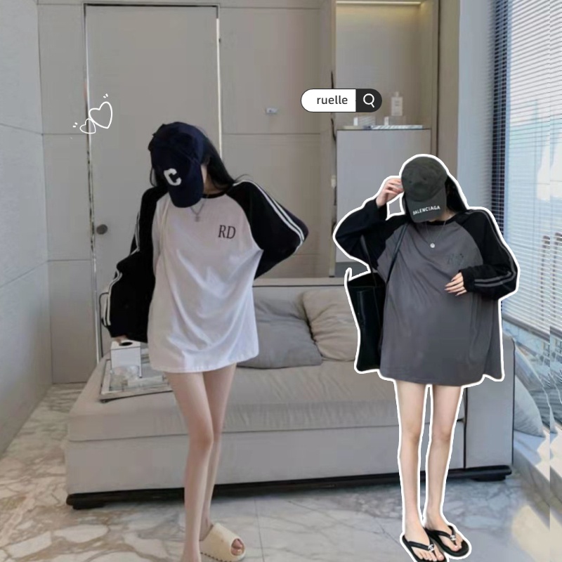 Áo Thun Tay Dài Dáng Rộng Phong Cách Hàn Quốc Mới Size Lớn Cho Nữ