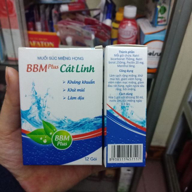 Muối súc miệng họng BBM plus Cát Linh hộp 12 gói