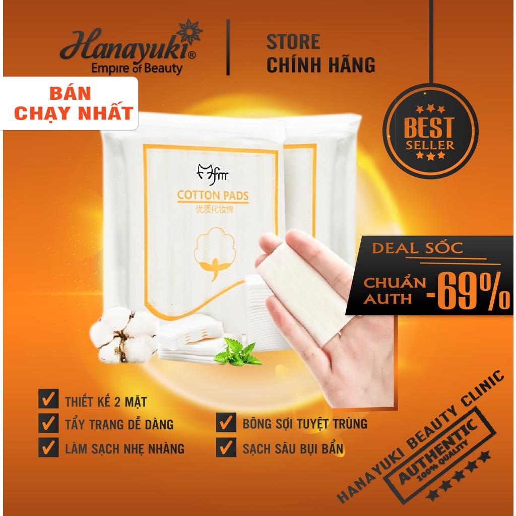 Sỉ- Bông tẩy trang nhau 3 lớp cotton pads 222 miếng dày dặn, mềm mịn chính hãng- Hanayuki Asia
