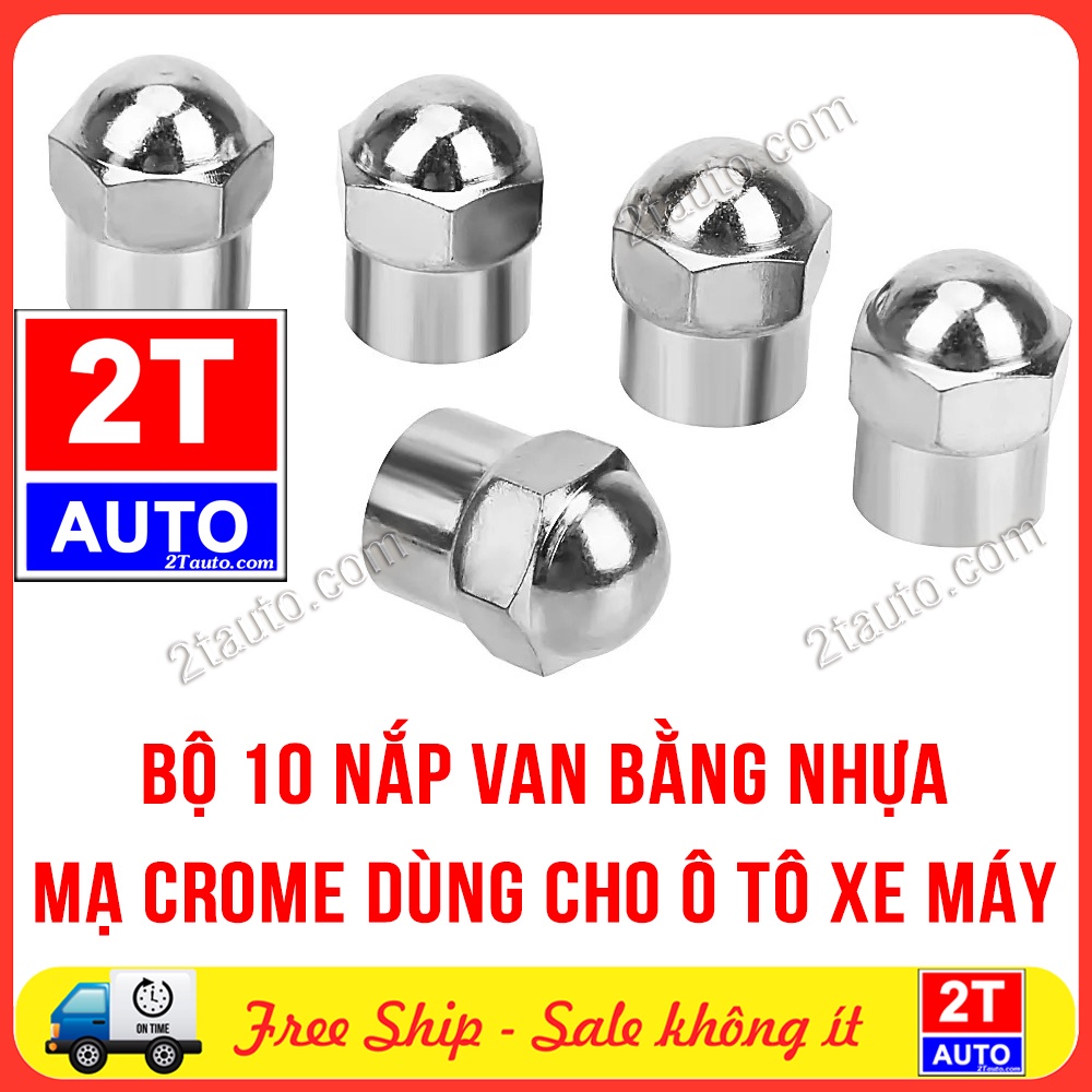 Bộ 10 Nắp đậy chụp chân van mạ chrome bằng nhựa, dùng cho tất cả các loại ô tô xe máy xe đạp SKU 152