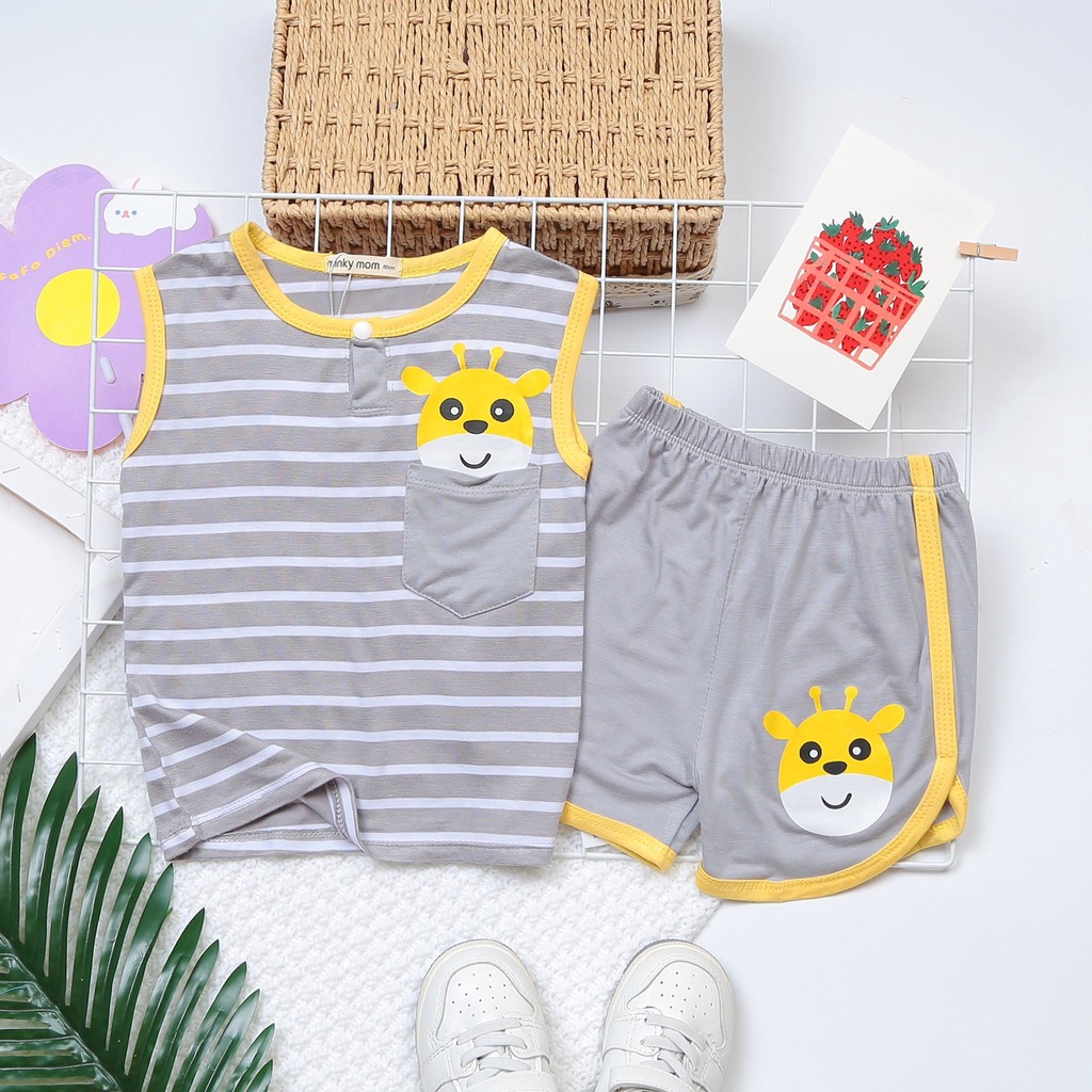 Bộ Sát Nách Thun Lạnh✨FREE SHIP✨Dể Thương Cho Bé Gái Bé Trai, Đủ Màu
