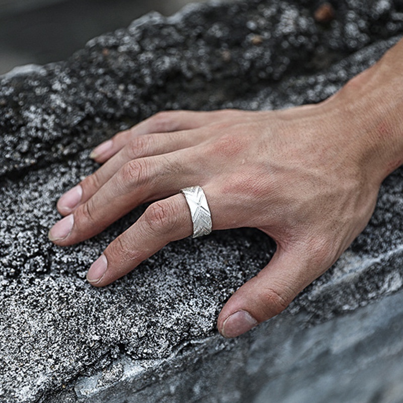 Nhẫn Khắc Nam nữ Hợp kim đồng mạ bạc Đơn giản Sáng tạo Nhẫn có thể điều chỉnh Bạc Thái Phong cách Lớn NH-192