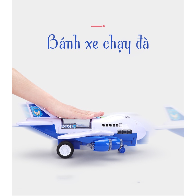 Đồ Chơi Máy Bay Chở Đồ Cỡ Lớn 40 CM Có Nhạc Và Đèn Nhấp Nháy, Kèm Xe ô tô nhỏ và pin