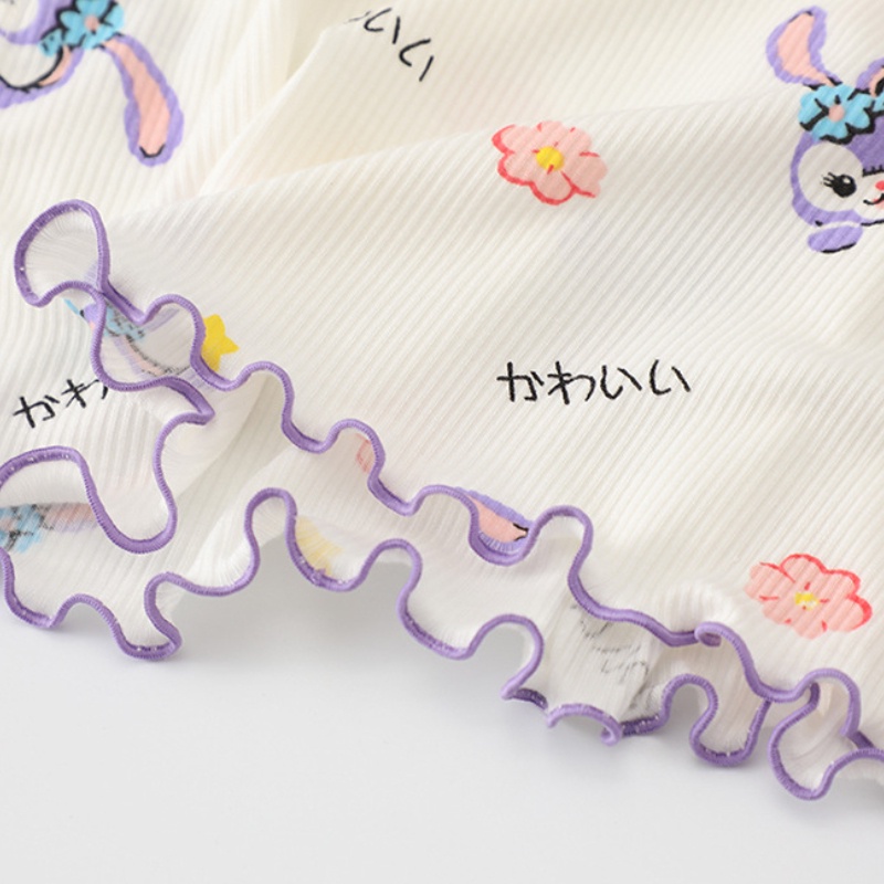 Bộ Đồ Ngủ Tay Ngắn + Quần short Bằng  Nguyên Chất In Họa Tiết Hoạt Hình Phong Cách Hàn Quốc Dễ Thương Dành Cho Bé Gái 1-7 Tuổi