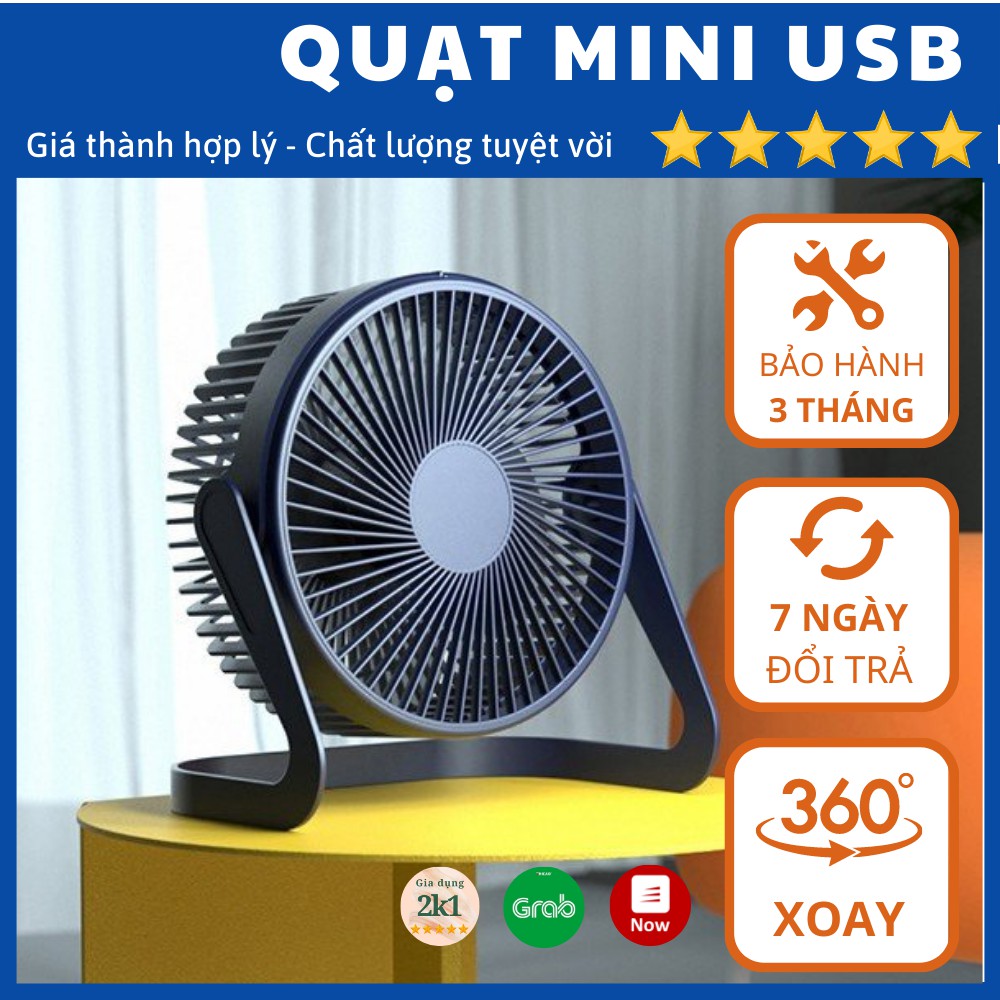 quạt để bàn mini xoay 360 chất liệu nhựa abs chống va đập TẶNG KÈM CÁP USB