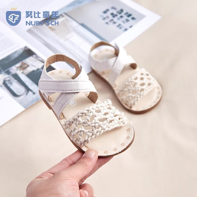 S58 - SANDAL BÉ GÁI ĐAN SỢI DỆT QUAI CHÉO CỰC XINH CHÂN KÈM ẢNH THẬT