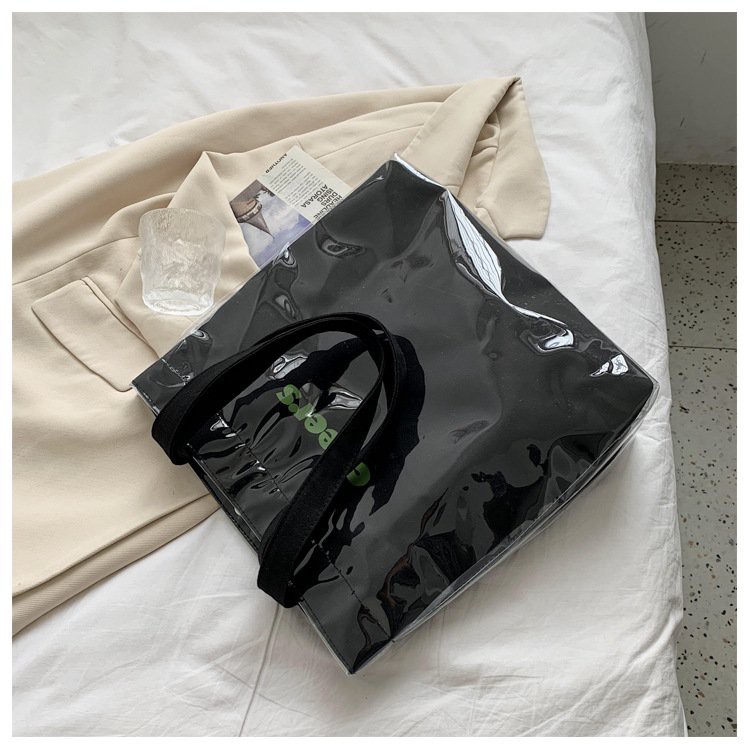 Túi tote túi vải canvas đeo vai bóng kính chống nước đẹp phong cách Hàn quốc 2 màu đen trắng - Hazis Store #5