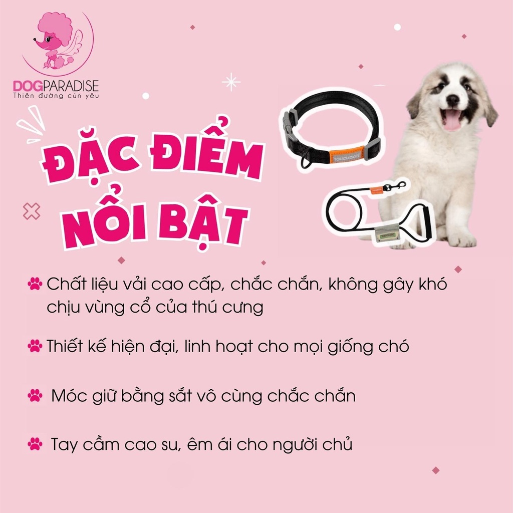 Set dây dẫn vòng cổ cho chó Touchdog chất liệu siêu chắc chắn nhiều màu sắc và kích cỡ đa dạng - Dog Paradise