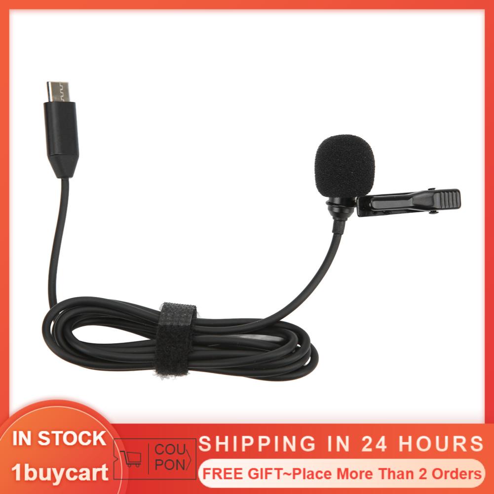 1buycart Type C Lavalier Microphone Hifi Sound Noise Cancelling Clip On Lapel Omnidirectional Mic for Insta360 ONE X2