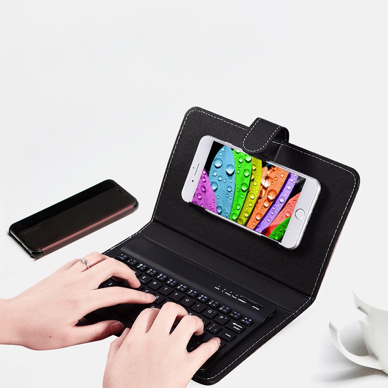 Bao da bàn phím bluetooth có chuột cho điện thoại/ máy tính bảng từ 4 đến 6 inch