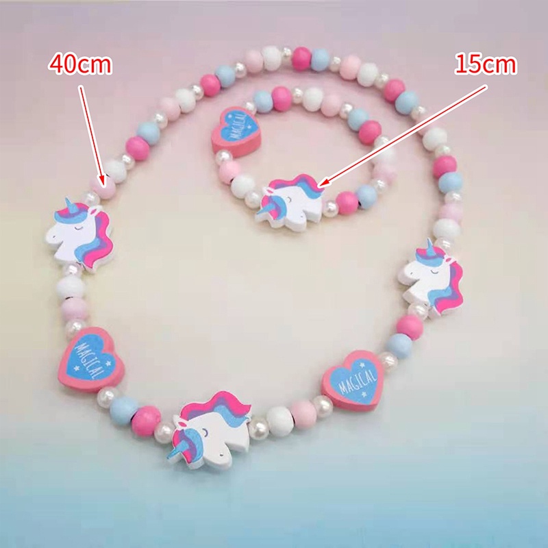 Vòng Tay Vòng cổ Mặt Kỳ Lân Hoạt Hình Nhiều Màu Sắc Quà Tặng Cho Bé Gái