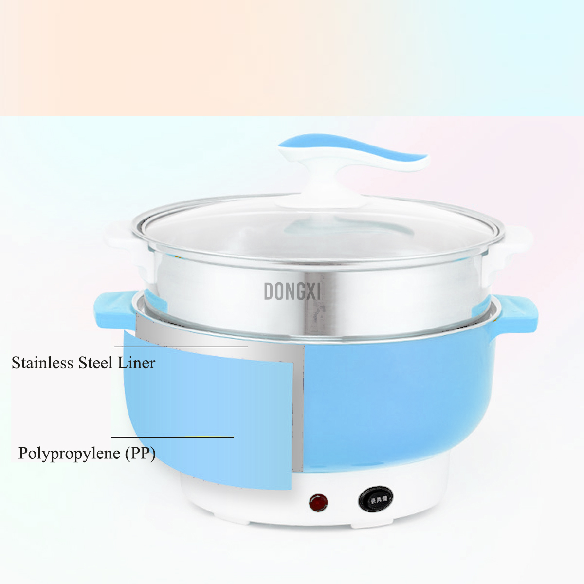 220V/50Hz Multifunctional Stainless Steel Electric Hot Pot Steaming Soup 28cm