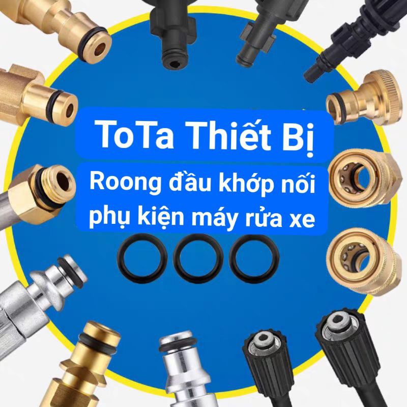Bộ đầu bấm ống dây rửa xe ren 22, Bộ 2 roong  đen cao su cho đầu dây máy rửa xe.