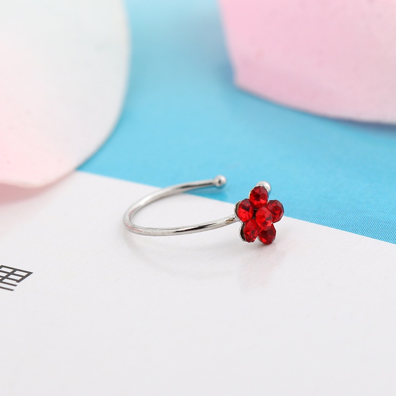 Khuyên mũi giả bạc đính kim cương hình hoa mận