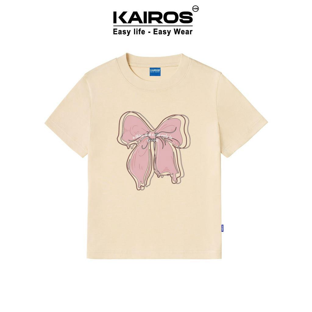 Áo baby tee Kairos form fit ôm body cộc tay làm từ cotton premium co dãn 2 chiều mẫu nơ hồng