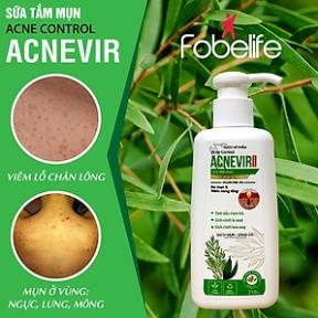 SỮA TẮM MỤN ACNEVIR – Sạch mụn, sáng da, chuyên biệt cho da mụn, viêm nang lông, sạch toàn thân (210ml)