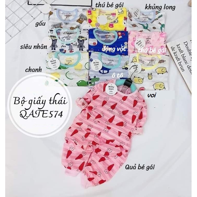 Đồ bộ quần áo dài tay cho bé chất giấy QATE574 cho bé từ sơ sinh đến 18kg