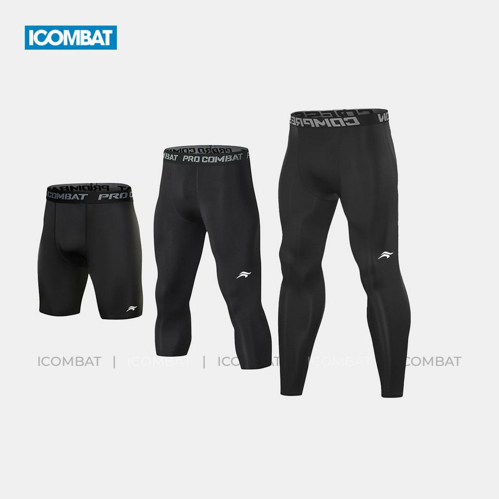 Quần legging nam combat bóng rổ quần giữ nhiệt nam đen iCombat v2