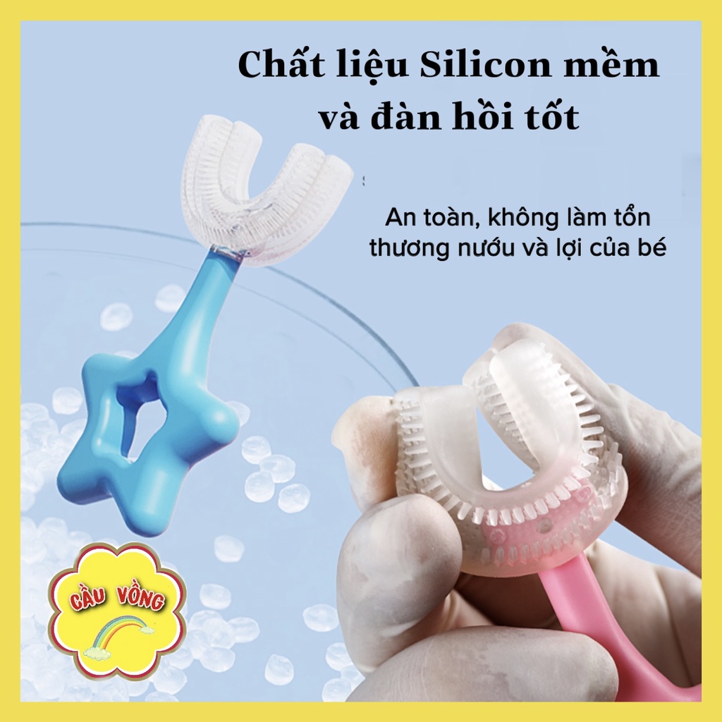 Bàn chải đánh răng chữ U cho bé chất liệu Silicon an toàn - Đã được kiểm định - Dành cho các bé trên 2T