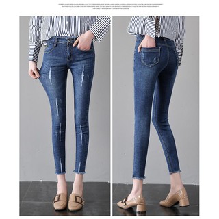 QUẦN JEAN NỮ 9 TẤC XƯỚC RÁCH LƯNG CAO HÀNG CÔNG TY CAO CẤP 2 MÀU SIZE 25-35