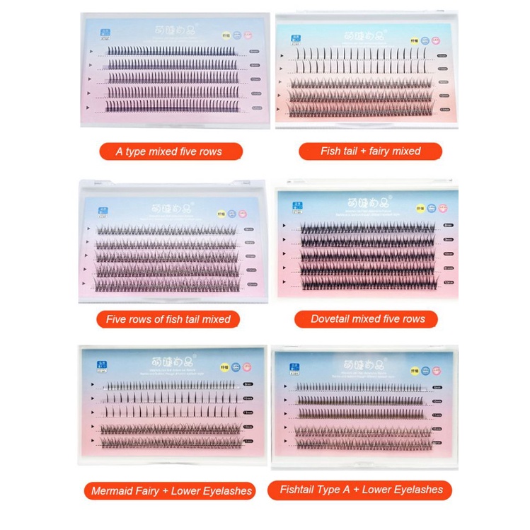 Little Red Book Fish Tail + A Type Mixed Hair Five Rows Mixed Natural False Eyelashes Self-grafting Single Cluster Eyelashes firstonly | BigBuy360 - bigbuy360.vn