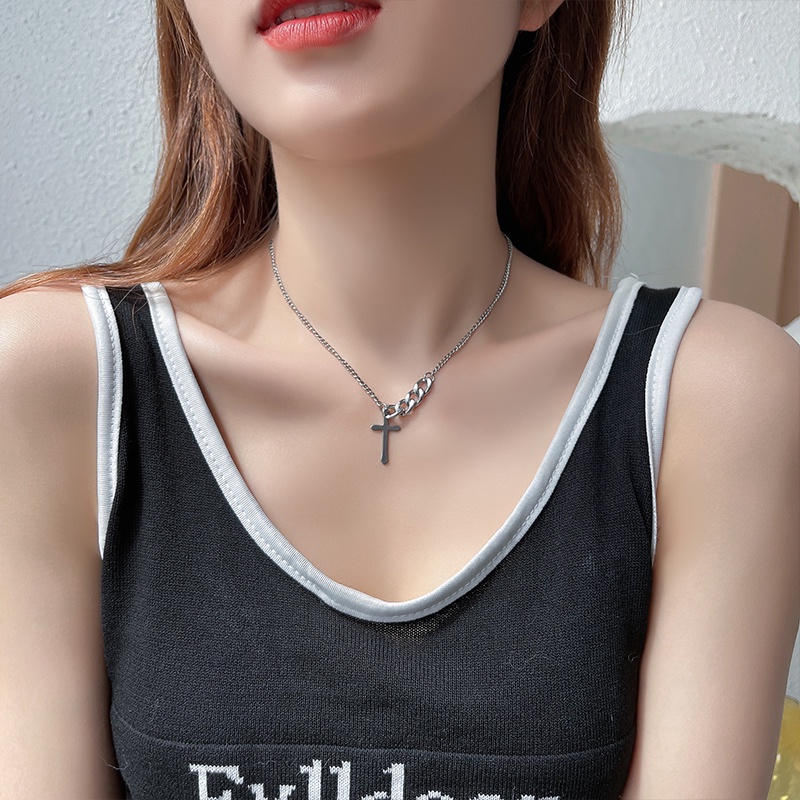 Vòng cổ sợi xích mặt thánh giá đơn giản phong cách hip hop cá tính