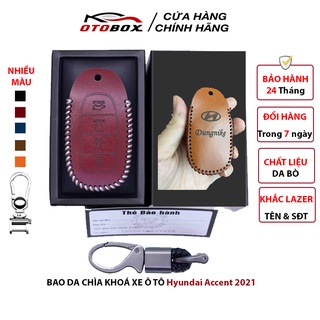 Bao da chìa khoá ô tô smartkey hyundai accent 2021 - 2022, elantra 2023 chìa 4 nút cao cấp chống xước
