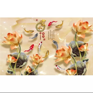 Tranh dán tường kim sa Hoa Sen Ngọc 120 x 90 cm