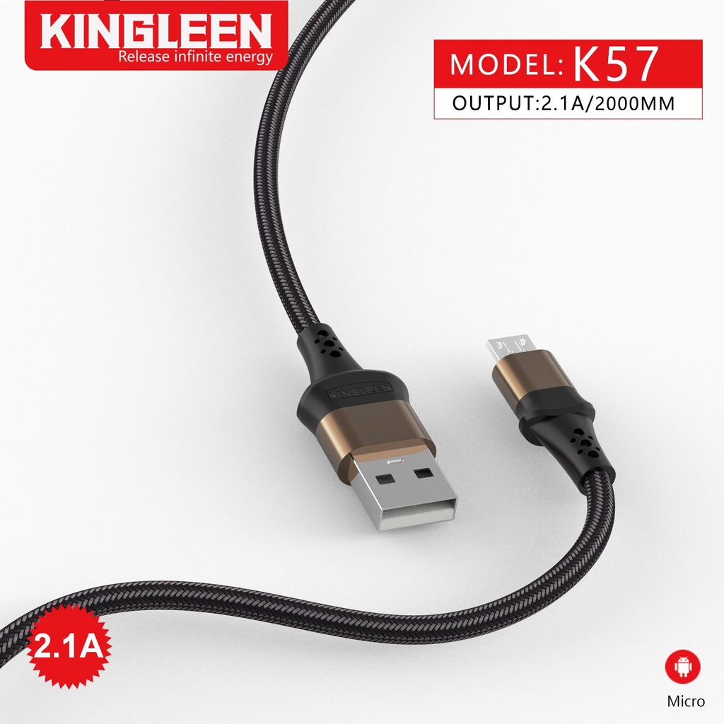 CÁP USB 2.0 -&gt; MICRO USB 2.1A 2M KINGLEEN K57