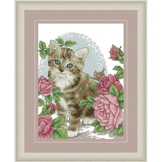 Tranh thêu chữ thập con mèo in trên vải - Xartshop DV019