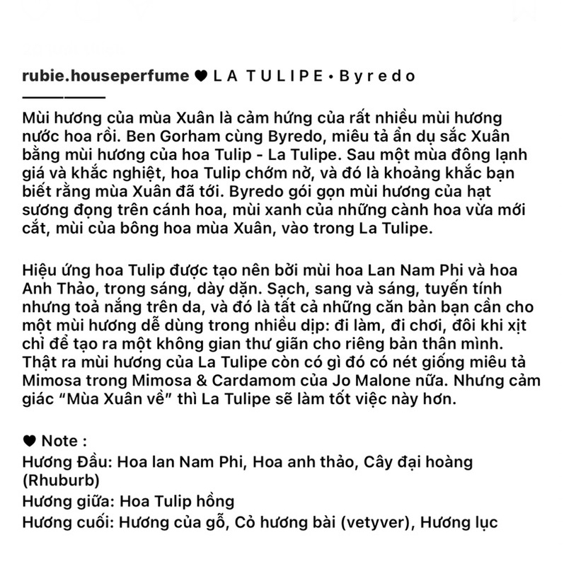 LA TULIPE • Eau de Parfum - 10ML Nước Hoa Chính Hãng